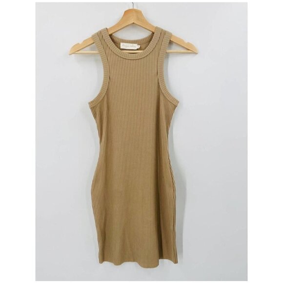 Beige Botany Tan Ribbed Bodycon Dress - Medium - Picture 2 of 5
